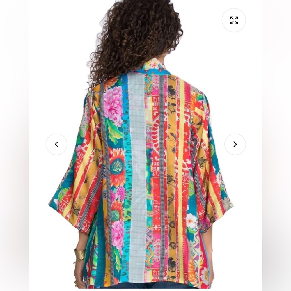 Johnny Was Friendship Anastasia Colorful Floral reversible Kimono Jacket M - Picture 12 of 13